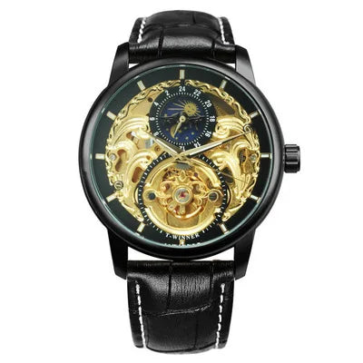 Casual Moon Phase Carved Hollow Automatic Mechanical Watch