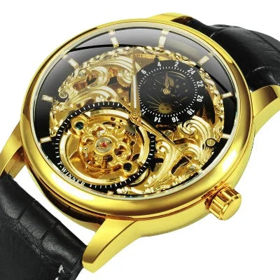 Casual Moon Phase Carved Hollow Automatic Mechanical Watch