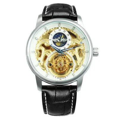 Casual Moon Phase Carved Hollow Automatic Mechanical Watch