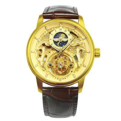 Casual Moon Phase Carved Hollow Automatic Mechanical Watch