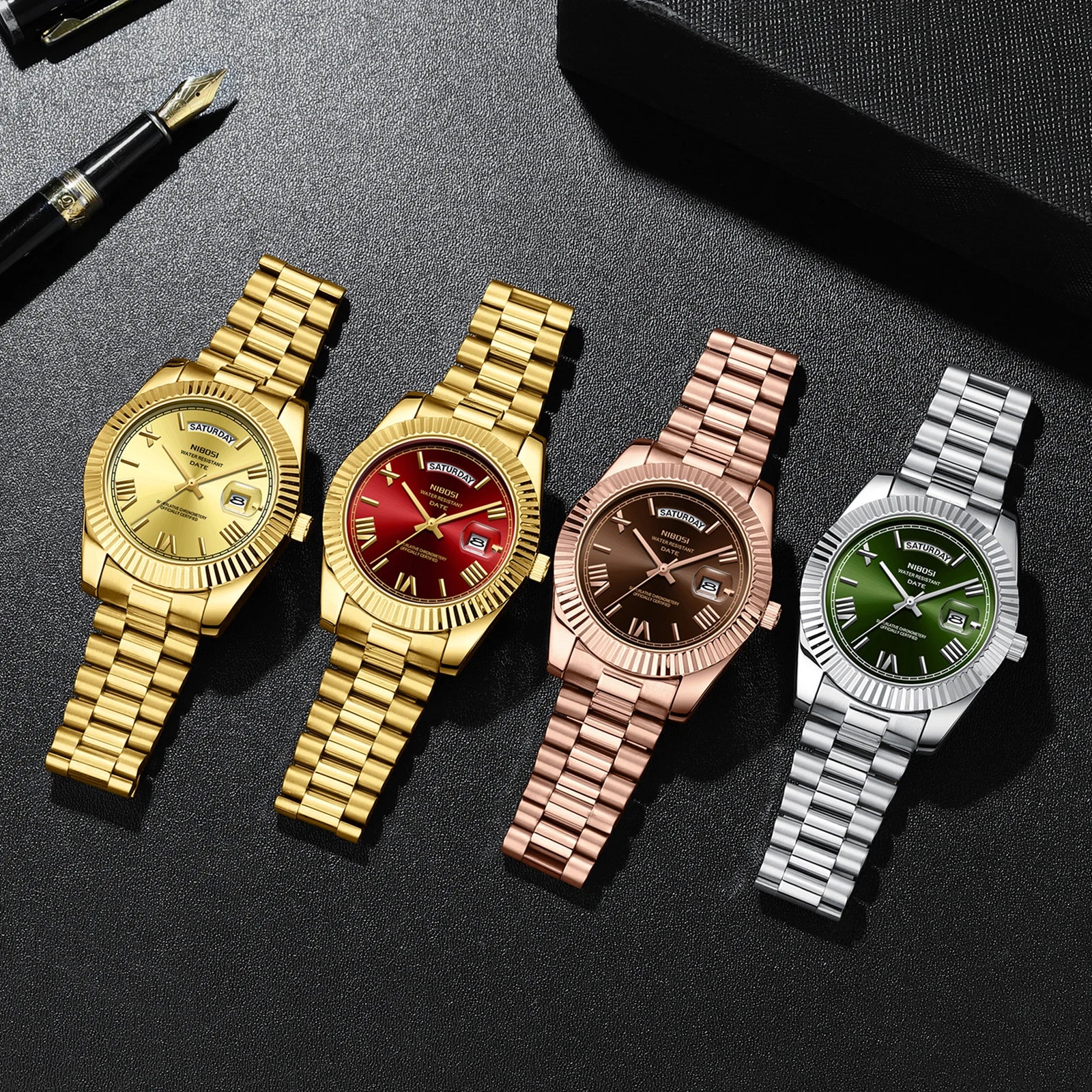 Solid Stainless Steel Strap Quartz Watch